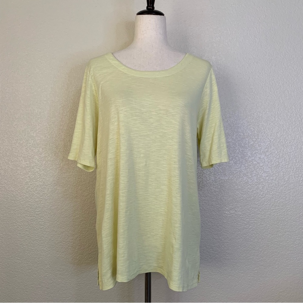 J. Jill 100% Pima Cotton Slub Scoop Neck Side-Slit Tee, Sz Medium